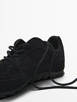 Split-leather trainers with pieces