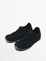 Soft split leather trainers