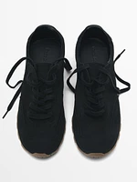 Soft split leather trainers