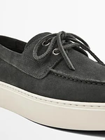 Split suede deck shoes