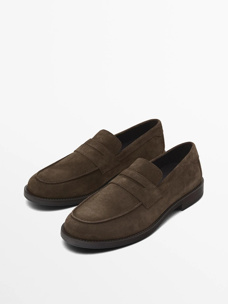 Mocassins en croûte de cuir patte