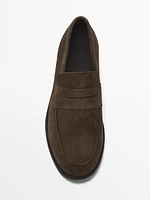 Split suede penny loafers