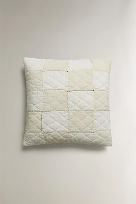 PATCHWORK CHECK THROW PILLOW COVER