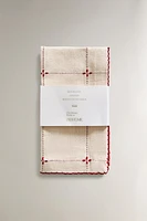 SET OF DYED THREAD COTTON CHRISTMAS NAPKINS (SET OF 2)