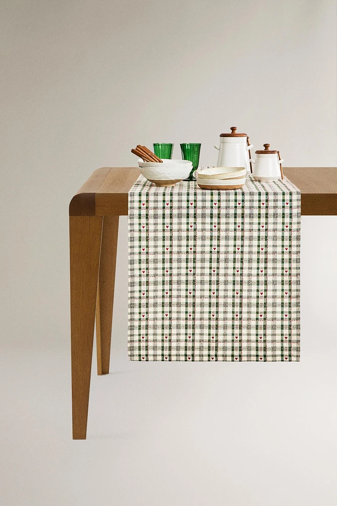 CHECK CHRISTMAS COTTON TABLE RUNNER