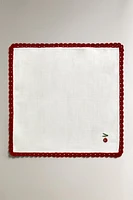 SET OF EMBROIDERED CROCHET CHRISTMAS NAPKINS (SET OF 4)