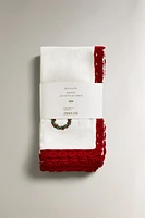 SET OF EMBROIDERED CROCHET CHRISTMAS NAPKINS (SET OF 4)