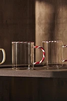 BOROSILICATE GLASS MUG WITH A CHRISTMAS CANDY CANE HANDLE