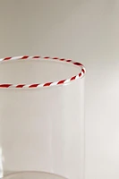 BOROSILICATE GLASS MUG WITH A CHRISTMAS CANDY CANE HANDLE