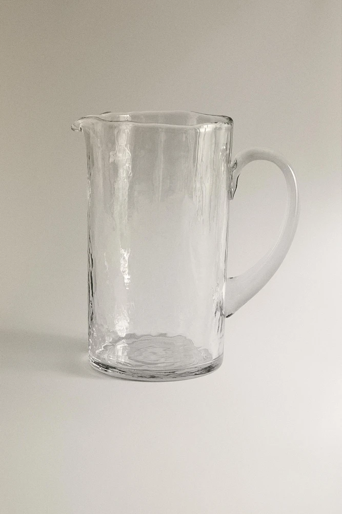 HAMMERED GLASS PITCHER