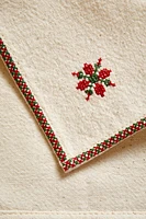 SET OF EMBROIDERED CROSS-STITCH CHRISTMAS NAPKINS (SET OF 4)