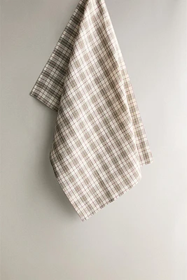 CHRISTMAS TARTAN CHECK LINEN KITCHEN TOWEL