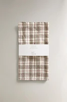 CHRISTMAS TARTAN CHECK LINEN KITCHEN TOWEL