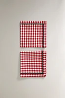 SET OF CHECK COTTON CHRISTMAS NAPKINS (SET OF 2)