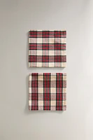 SET OF CHECK COTTON CHRISTMAS NAPKINS (SET OF 2)