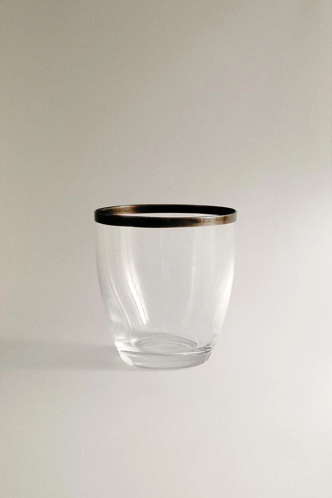 CHRISTMAS CRYSTALLINE TUMBLER WITH METAL RIM