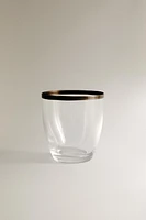 CHRISTMAS CRYSTALLINE TUMBLER WITH METAL RIM