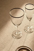 CHRISTMAS CRYSTALLINE WINE GLASS WITH METAL RIM