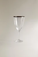 CHRISTMAS CRYSTALLINE WINE GLASS WITH METAL RIM