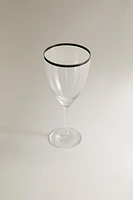 CHRISTMAS CRYSTALLINE WINE GLASS WITH METAL RIM