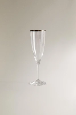 CHRISTMAS CRYSTALLINE FLUTE GLASS WITH METAL RIM