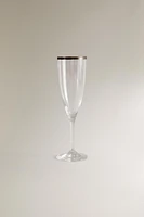 CHRISTMAS CRYSTALLINE FLUTE GLASS WITH METAL RIM