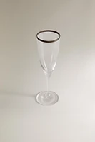 CHRISTMAS CRYSTALLINE FLUTE GLASS WITH METAL RIM