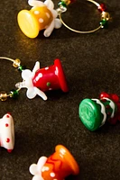 SET OF GLASS CHRISTMAS BELL GLASS CHARMS (SET OF 6)