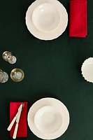 COTTON CHRISTMAS TABLECLOTH WITH SCALLOPED EDGE