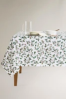 RESIN-COATED COTTON CHRISTMAS BRANCH TABLECLOTH