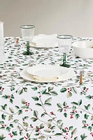 RESIN-COATED COTTON CHRISTMAS BRANCH TABLECLOTH