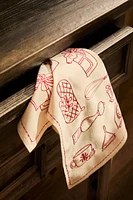 CHRISTMAS COTTON KITCHEN TOWEL WITH UTENSIL PRINT