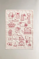 CHRISTMAS COTTON KITCHEN TOWEL WITH UTENSIL PRINT