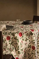 FLORAL BRANCH COTTON CHRISTMAS TABLECLOTH