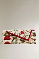 FLORAL BRANCH COTTON CHRISTMAS TABLECLOTH