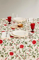 FLORAL BRANCH COTTON CHRISTMAS TABLECLOTH