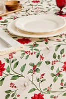 FLORAL BRANCH COTTON CHRISTMAS TABLECLOTH