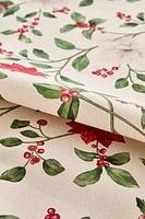 FLORAL BRANCH COTTON CHRISTMAS TABLECLOTH