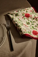 SET OF FLORAL COTTON CHRISTMAS BRANCH NAPKINS (SET OF 2)