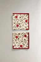 SET OF FLORAL COTTON CHRISTMAS BRANCH NAPKINS (SET OF 2)