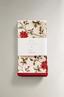 SET OF FLORAL COTTON CHRISTMAS BRANCH NAPKINS (SET OF 2)