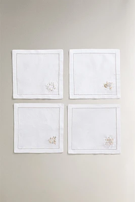 SET OF EMBROIDERED CHRISTMAS NAPKINS WITH APPLIQUÉS (SET OF 4)