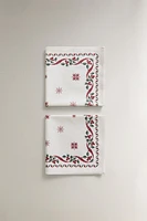 SET OF COTTON CHRISTMAS CROSS-STITCH NAPKINS (SET OF 2)