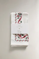 SET OF COTTON CHRISTMAS CROSS-STITCH NAPKINS (SET OF 2)