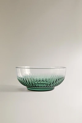 GLASS BOWL WITH RAISED DESIGN