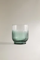 GLASS TUMBLER WITH STRIPES DESIGN