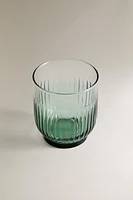 GLASS TUMBLER WITH STRIPES DESIGN