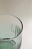 GLASS TUMBLER WITH STRIPES DESIGN