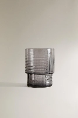 GLASS TUMBLER WITH LINE DESIGN