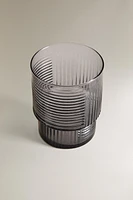 GLASS TUMBLER WITH LINE DESIGN